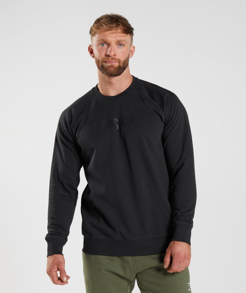 Men\'s Gymshark Apollo Crew Sweatshirts Black | CA 5D01A6